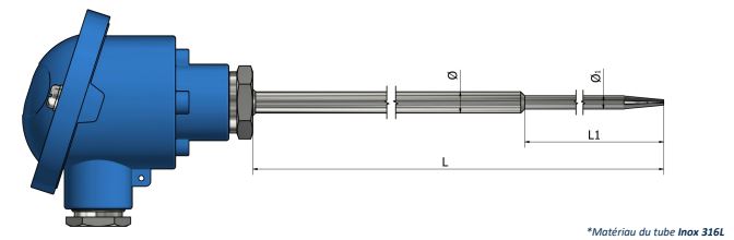 Sonde à résistance - tête de raccordement ajourée avec rétreint - PH24 - Pt 100, Pt 500, Pt 1000_0