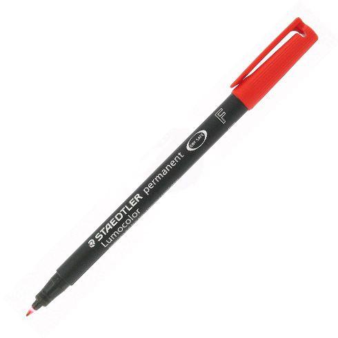 LOT DE 2 - STYLO FEUTRE STAEDTLER LUMOCOLOR 318 F PERMANENT POINTE 0,6 MM - ÉCRITURE FINE ROUGE