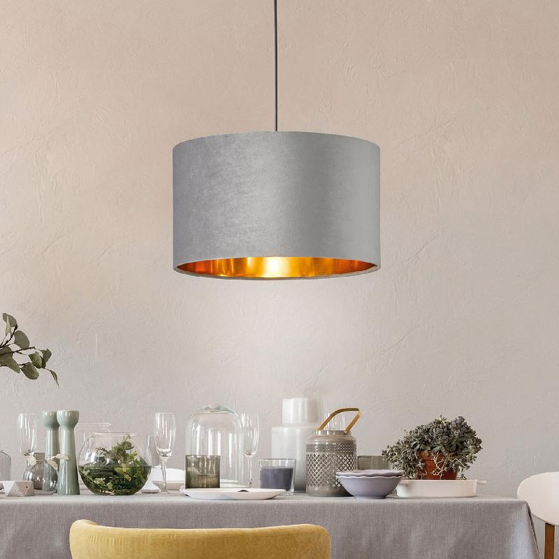 FISCHER & HONSEL SUSPENSION AURA ABAT-JOUR VELOURS, Ø 40 CM, GRISE