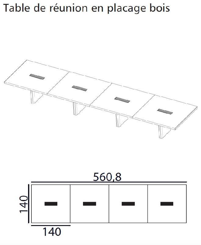 Table de réunion rectangulaire série X10 finition hébénisterie - Officity - 560, Noyer américain, Non_0