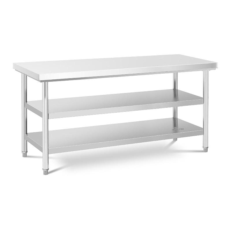 Table de travail en acier inoxydable - Cuisine professionnelle - Plan robuste de 60 x 180 cm - 3 niveaux - Capacité 600 kg - Réf 14_0005082_0