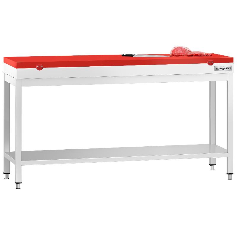 Table inox de découpe avec plan rouge - Profondeur 600 mm | Ggm - 2000_0