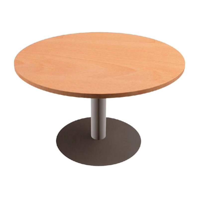 TABLE RONDE ACTUAL L. 100 X 100 CM, PLATEAU HÊTRE, PIÈTEMENT TULIPE ALUMINIUM