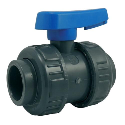VANNE À SPHÈRE DOUBLE UNION PVC - PRESSION F/F - À VISSER - 40X49MM CODITAL