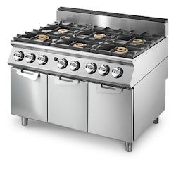 Virtus Group - Cuisinière à Gaz avec 2 Brûleurs 16 kW et 4 Brûleurs 6 kW sur Coffre 3 Portes - Acier Inoxydable - 0698142619343_0