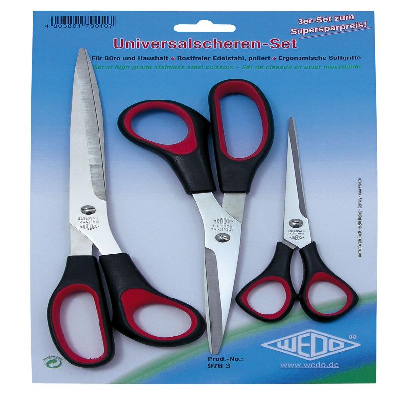 WEDO Set de 3 ciseaux universels pointus, longueur : 160/210/255 mm - multicolore 4003801790107_0