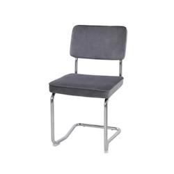 Chaise En Velours Gris - Pieds Métal - L 46 X P 57 X H 86 - Hoover - 3619999707097_0