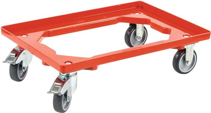 Chariot à  caisse cap.Charge 250 kg, pneus en caoutchouc L600xl400mm plastique rouge ALLIT_0