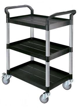 Chariot de soin hospitalier polyvalent noir - 3 plateaux - 800 x 480 x H1000 mm - Réf. 65008HS808A_0