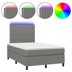Décoshop26 - Cadre de lit LED avec sommier, tête de lit réglable et matelas 120x200 cm en tissu gris foncé - TDL0208410_0