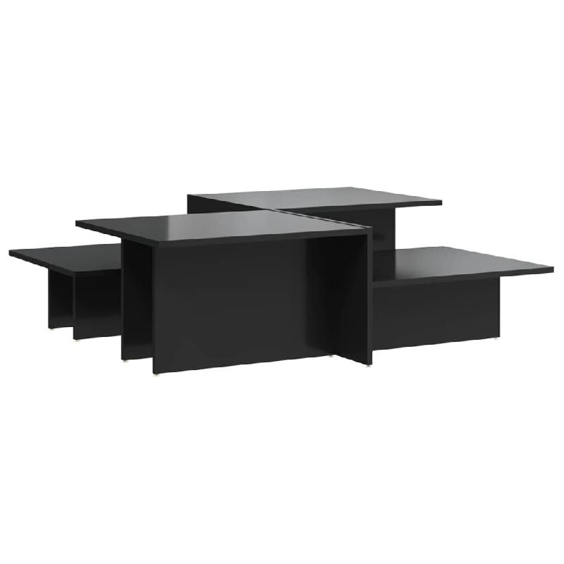Décoshop26 - Lot de 2 tables d'appoint avec étagère en bois d'ingénierie noir brillant DEC040427 - noir Bois massif 3000264933011_0
