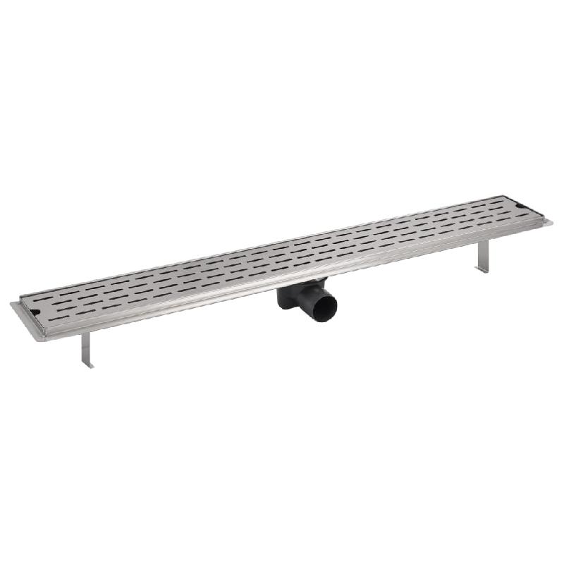Drain de douche linéaire 93 cm - acier inoxydable - évacuation 40 L/min - modèle à lignes - hauteur réglable_0