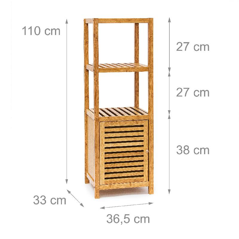Étagère en bambou pour salle de bain, cuisine ou armoire - 4 étages avec plateaux - Meuble de rangement 110 cm - Réf. 3213019_0
