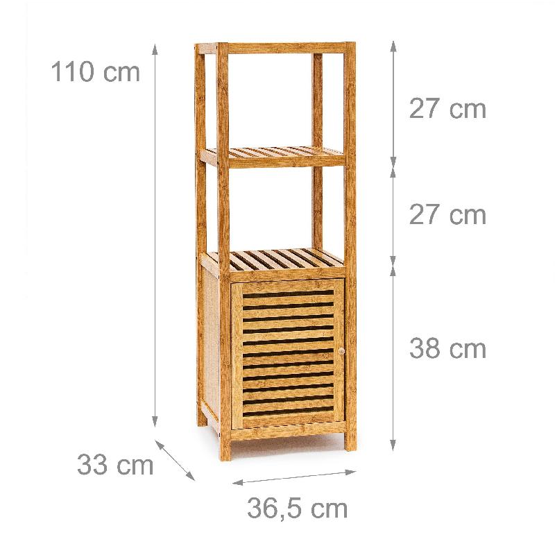 Etagère salle de bain bambou 4 niveaux bois pin blanc