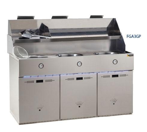 Friteuse SOFINOR à gaz 3 cuves - Cuves rondes Ø400 mm - Capacité 15 à 18 litres - Réf. FGA3GN_0