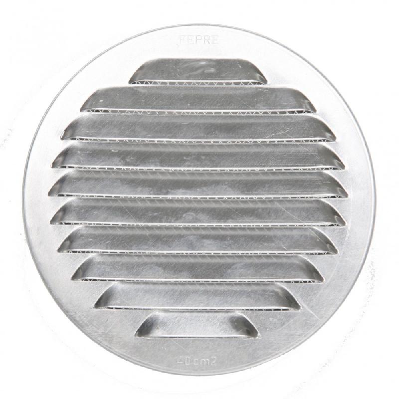 Grille d'aération aluminium naturel - Ø12.5 cm - Usage intérieur/extérieur - Avec moustiquaire_0