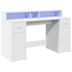 Helloshop26 - Bureau table poste de travail meuble d'ordinateur informatique étude avec lumières LED 140 x 55 x 91 cm bois 02_0023406 - 3000214305851_0