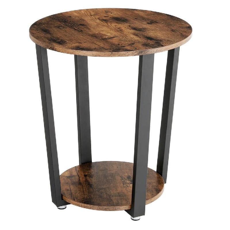 Helloshop26 - Table d'appoint table ronde bout de canapé de style industriel montage facile armature en fer pour salon chambre 57 cm 12_0003020 - mar_0