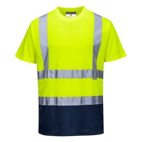 LOT DE 2 - PORTWEST S378 T-SHIRT BICOLORE JAUNE/MARINE - TAILLE S