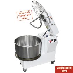 Pétrin professionnel à spirale 42L - tête relevable, cuve amovible, 2 vitesses, timer, sur roues - NT42AL/T2V_0