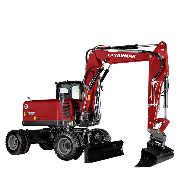 Pelle sur pneus Yanmar B110W - Haute précision hydraulique pour aménagement paysager, génie civil, services publics_0