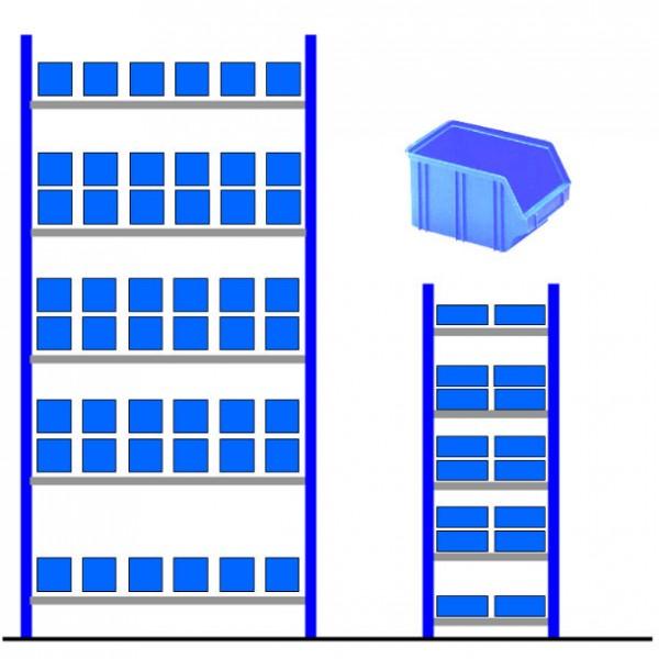 Rayonnage métallique avec bacs éco bleu - départ 96 bacs - 3,85 litres - Rolléco_0