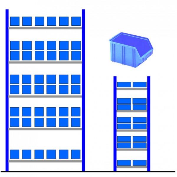 Rayonnage métallique avec bacs éco Bleu Départ - 96 bacs_0