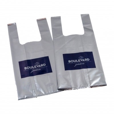 Sac plastique poignées bretelles - soufflets latéraux - PEHD - taille 40 + 10 x 62 cm - impression 1 couleur - fond blanc_0