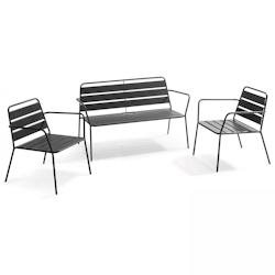 Oviala Business Salon de terrasse 4 places en métal anthracite - gris acier 105589_0