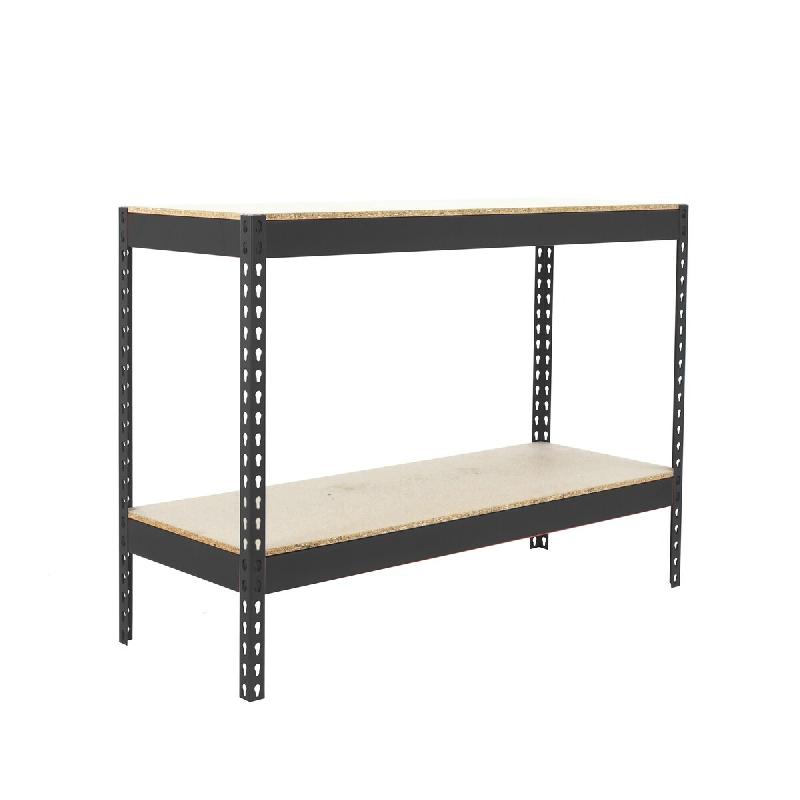 SimonRack Rayonnage industriel, 900x1200x750 mm, 400 kg au point de flexion, 2 étagères bois, rayonnage garage, Anthracite/Bois- Ecoforte - noir mé_0