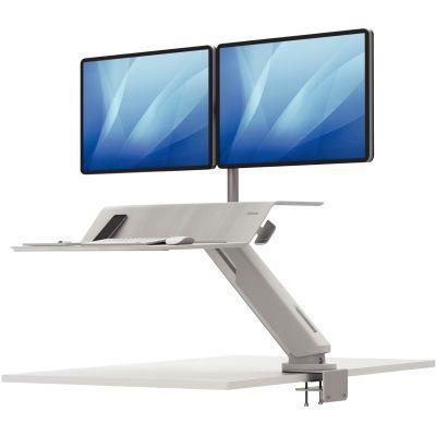 Station de travail 2 écrans Assis-Debout Lotus RT - Blanc - Tri-Flex - Smooth Lift - Garantie 3 ans_0