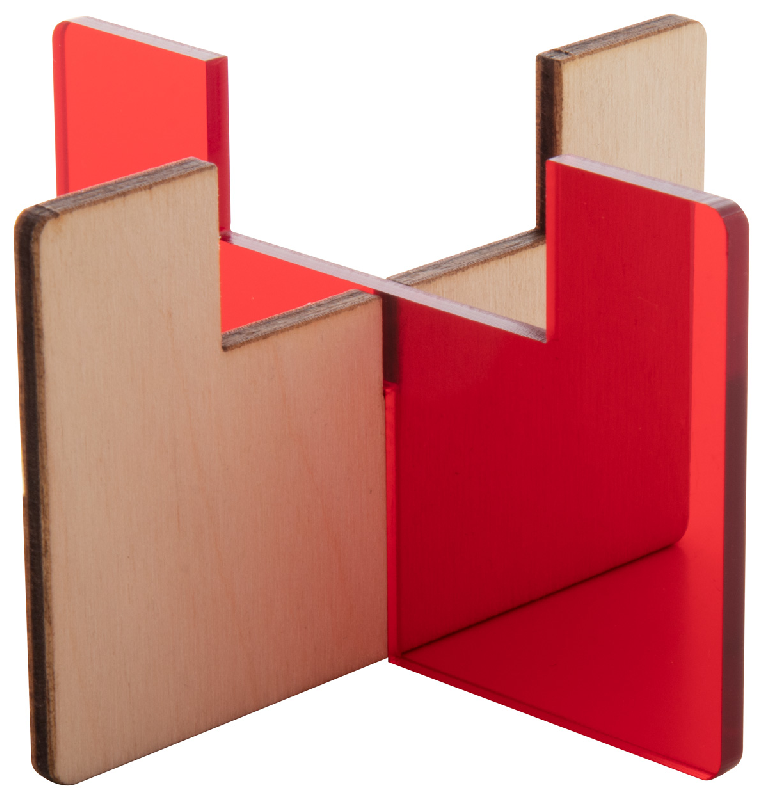 Support pour bougie en contreplaqué de bouleau et acrylique transparent - couleur rouge transparent_0