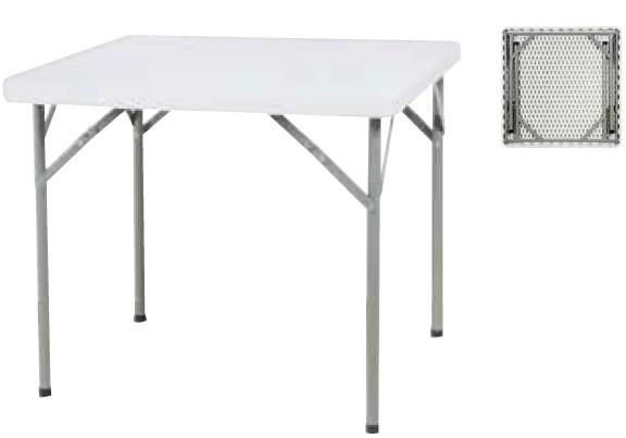 Table pliante carrée 87 x 87 cm - Plateau polyéthylène haute densité et cadre métallique renforcé_0
