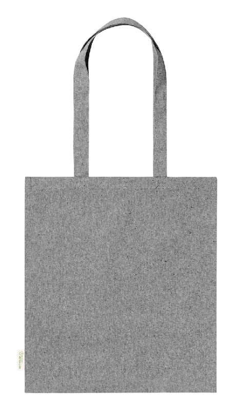 Tote bag en coton recyclé - réutilisable avec longues poignées - 140 g/m² - couleur noire_0