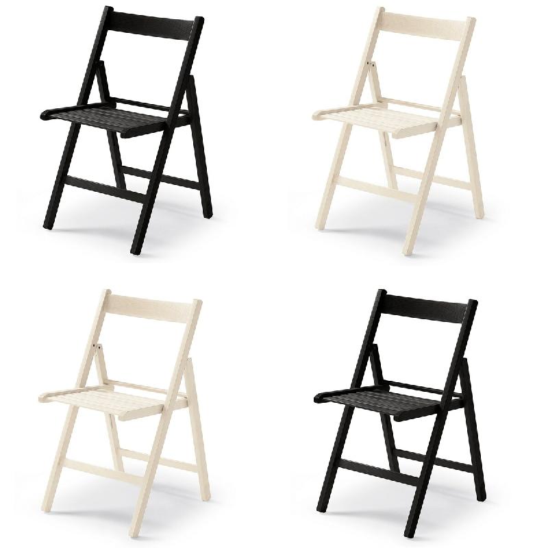 Yelloo - Chaises LIBRO KIT 4 pièces colorées (2 blanches 2 noires) pliables Pliables Gain de place Bois de hêtre massif - multicolore Bois massif 957_0