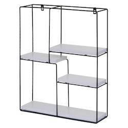 Décoshop26 - Étagère murale suspendue 4 niveaux en métal et bois blanc design industriel 51 x 40 x 11 cm 04_0008664 - blanc 3000262667000_0