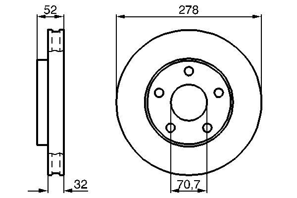 Disque de frein Bosch 0986478486 - boîte de 2 disques ventilés pour côté avant - 5 trous - épaisseur 32 mm_0