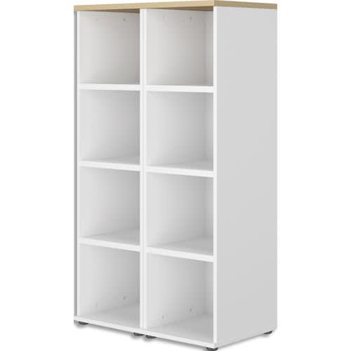 Gautier office structure colonne mi-haut l40x2 8 niches 6 étagères, top chêne structuré corps blanc_0