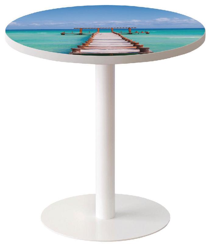 GUÉRIDON BAS EASY OFFICE PIED MÉTAL Ø 60 CM PLATEAU COLORIS DÉCOR PONTON - MANUTAN COLLECTIVITÉS