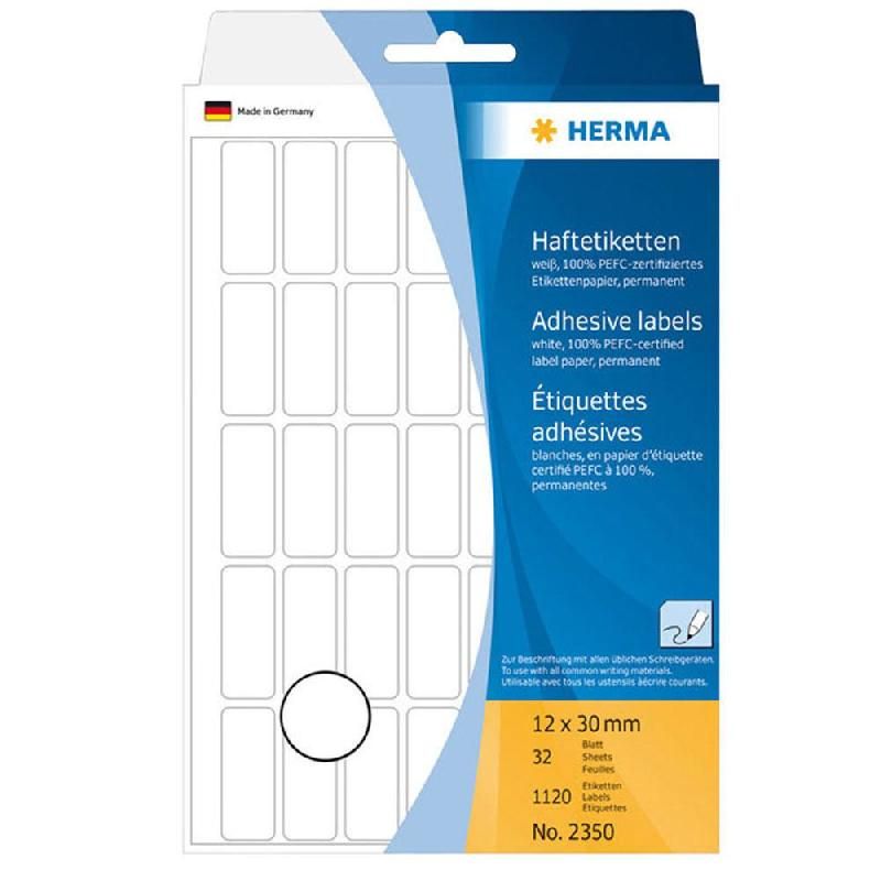 HERMA ETIQUETTES UNIVERSELLES HERMA - COLORIS : BLANC -  12 X 30 - ETUI DE 1120 ÉTIQUETTES