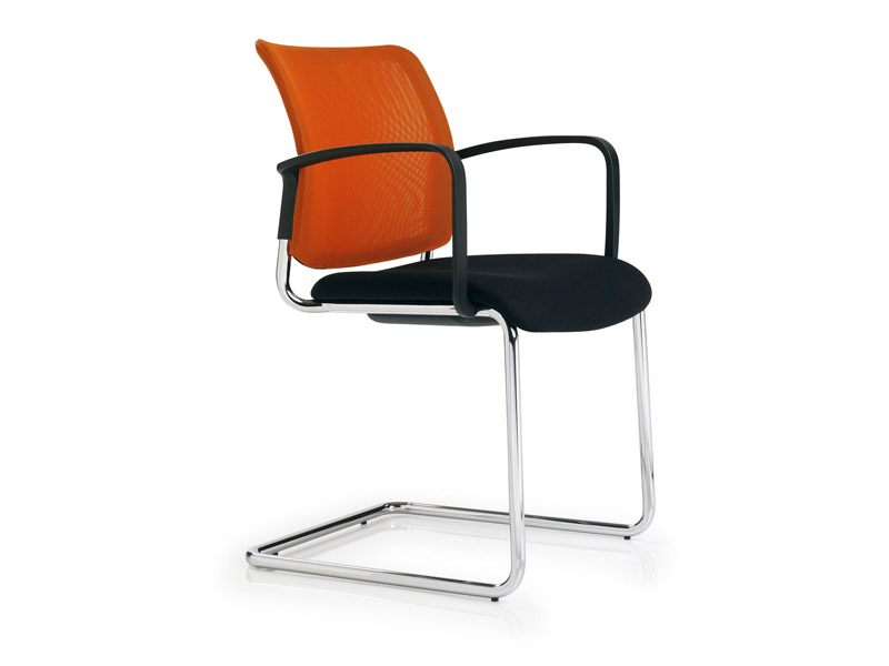Lot de 2 sièges de réunion Edora - Dimensions compactes - Structure en acier chromé et tissu polyester résistant_0
