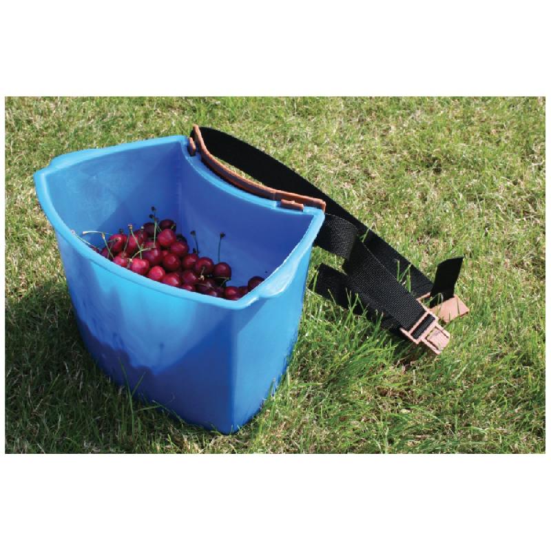 Panier de récolte cerises en plastique - Fond ajouré - Capacité 9 litres - Ceinture réglable 1m20_0
