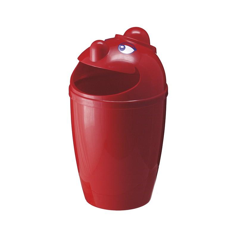Poubelle Fun 75L Rouge - forme visage - fabrication en polyéthylène - marque Rolléco_0