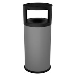 Stil Casa corbeille auto-extinguible avec cendrier, acier peint, Ø 38xh. 90 cm, bord inférieur en plastique de protection du sol, 75 litres, gris. -_0
