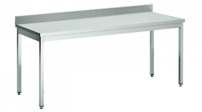 Table adossee inox 304 bords droits, pieds car. 1200x700_0