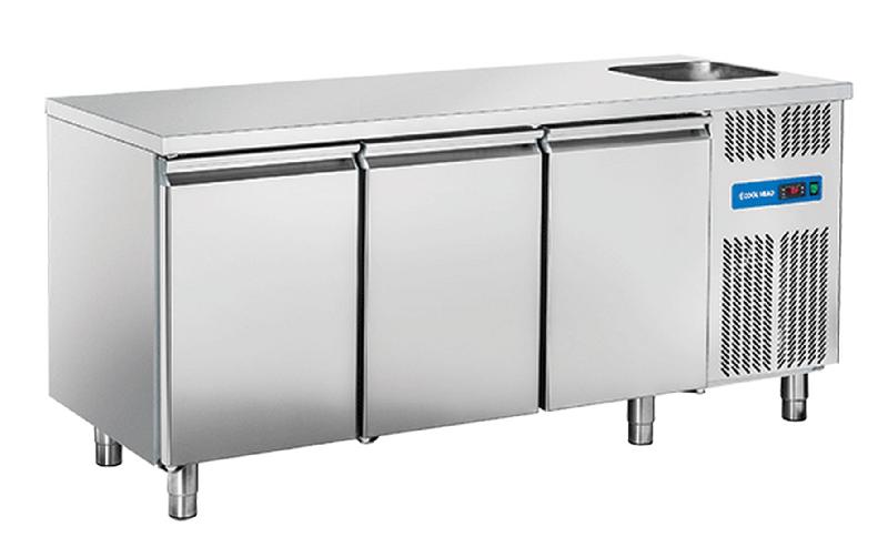 Table réfrigérée positive 3 portes avec évier gn1/1 inox 460l - RC 3100LV - CH_0