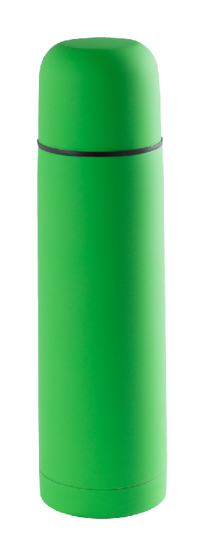 Thermos en acier inoxydable - finition caoutchoutée - 500 ml - couleur verte - livré avec boîte en papier_0