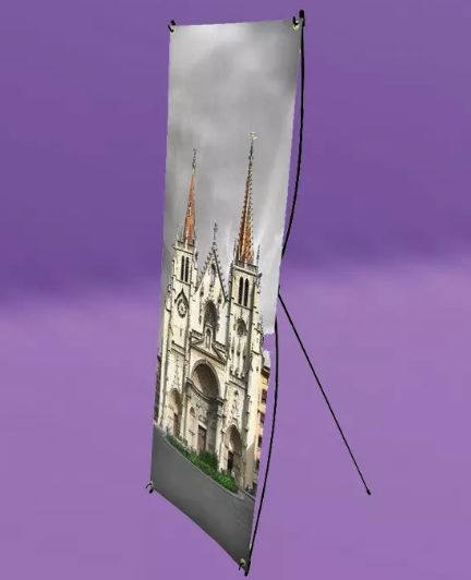 X banner éco - Totem stand pliable 70x180 cm - Structure simple face pour visuel à œillets_0