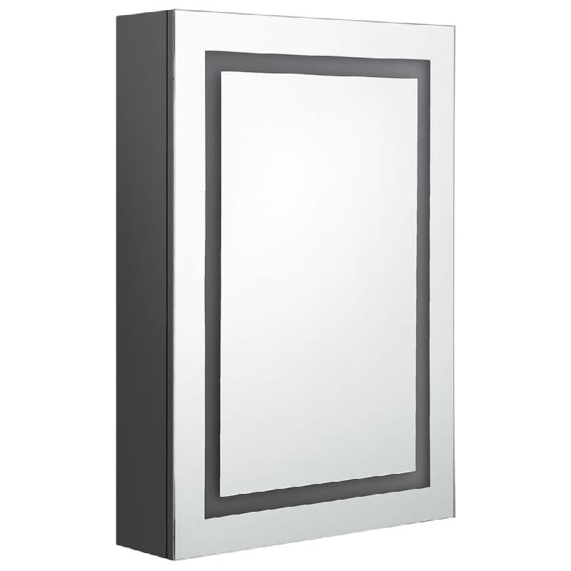 Armoire de salle de bain à miroir LED - 50 x 13 x 70 cm - Gris - 3 étagères - MDF avec finition mélaminée_0
