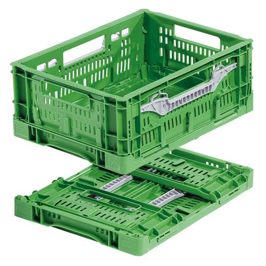 Bac plastique pliable ajouré vert 400x300x180 mm - Réf : BAC159BP4318000_0